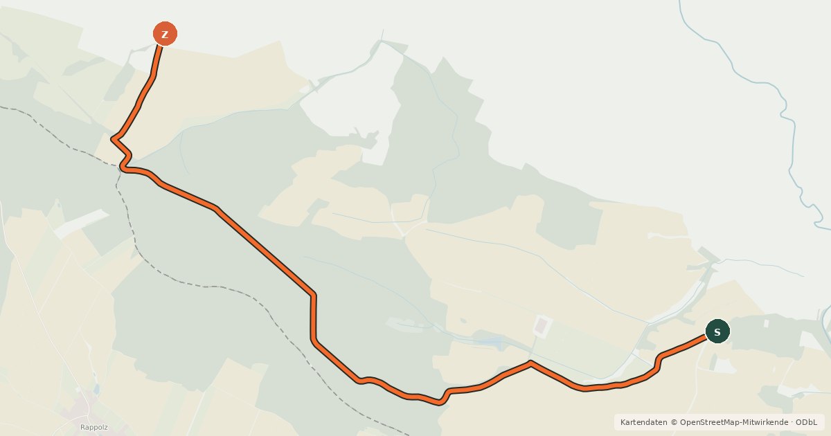 Kartenübersicht der Radroute 1002 Cizkrajov - Slavětín