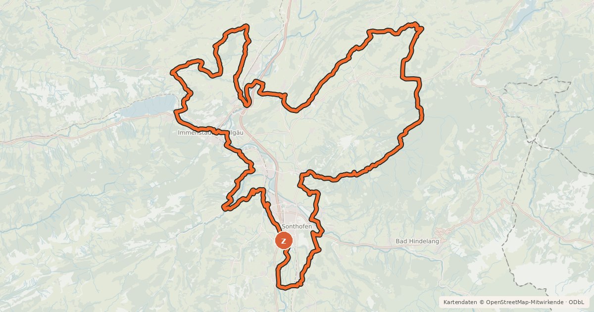Kartenübersicht der Radroute 11 -Radrundweg Alpsee-Grünten