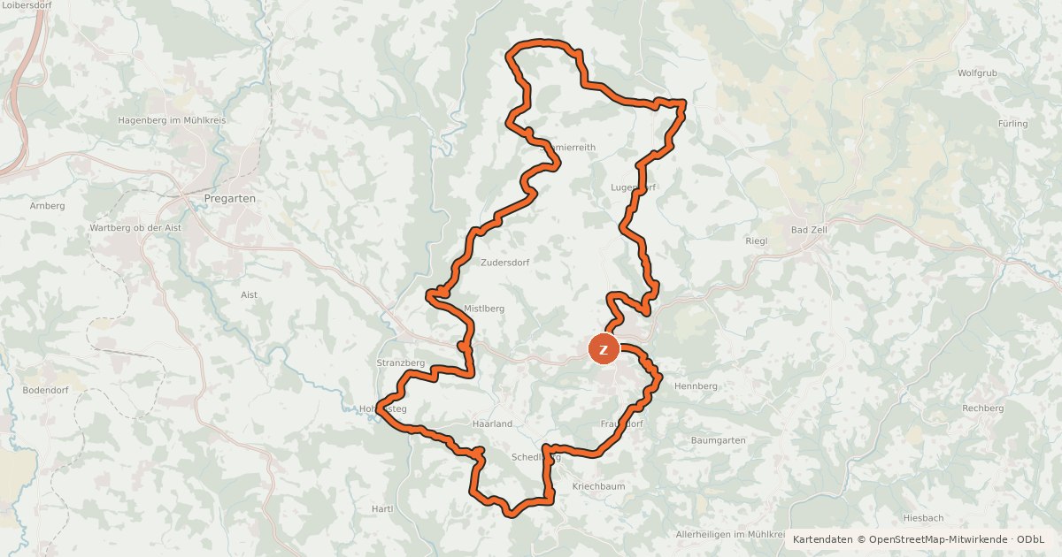 Kartenübersicht der Radroute 112 Tragwein Runde