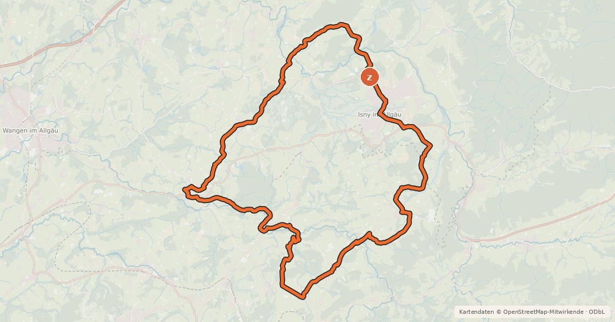 Kartenübersicht der Radroute 13 - Türme und Tobel RadReiseRegion