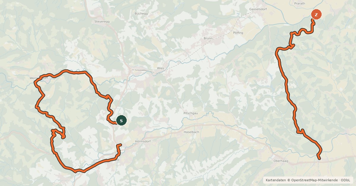 Kartenübersicht der Radroute 2-Flüsse Tour, Alternative