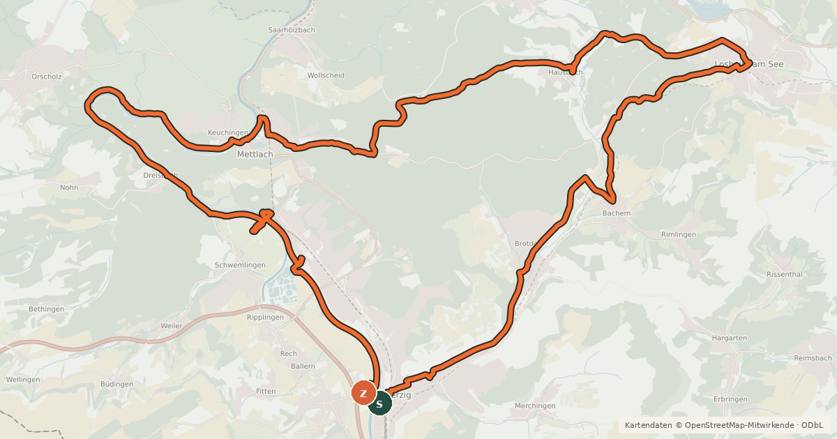 Kartenübersicht der Radroute 3-Brauereien-Runde