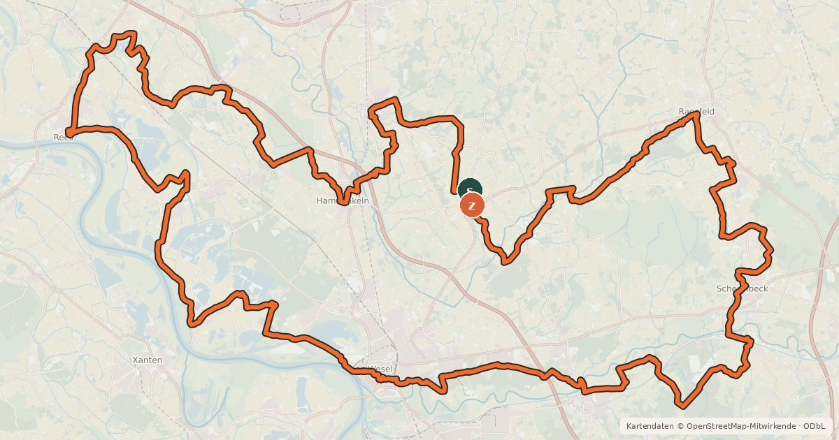 Kartenübersicht der Radroute 3-Flüsse-Route
