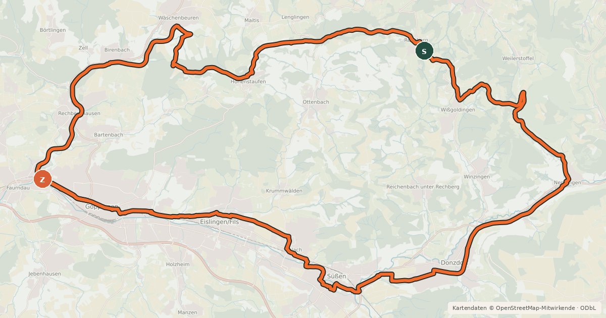 Kartenübersicht der Radroute 3-Kaiserbergroute