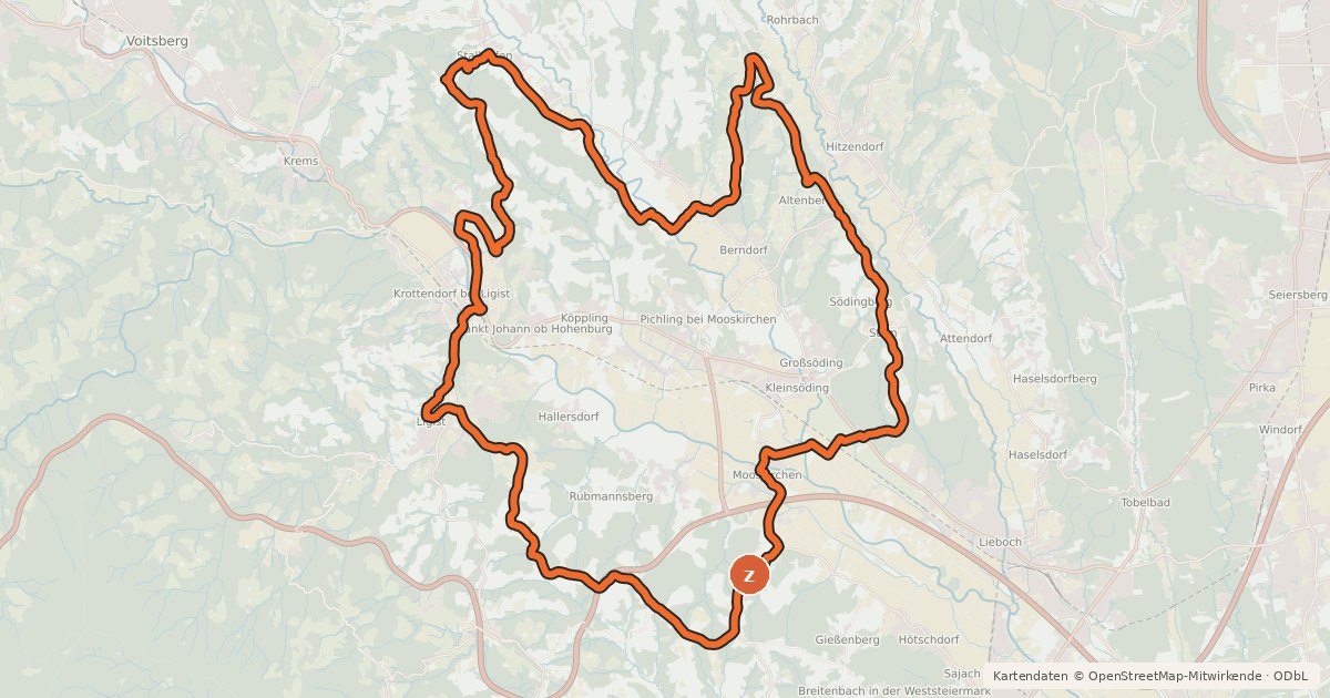 Kartenübersicht der Radroute 3-Märkte Tour