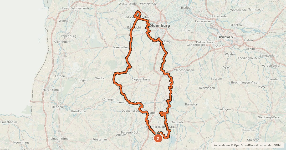 Kartenübersicht der Radroute 3-Seen-Route