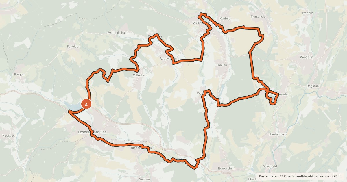 Kartenübersicht der Radroute 3-Seen-Runde