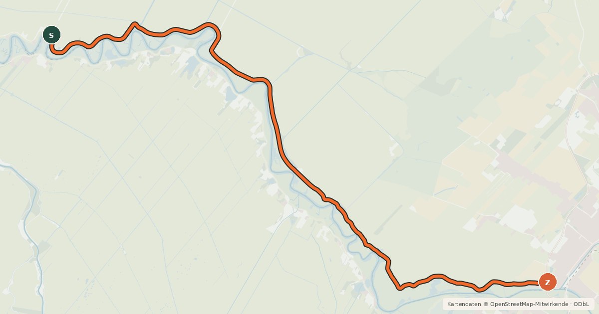 Kartenübersicht der Radroute 32-33