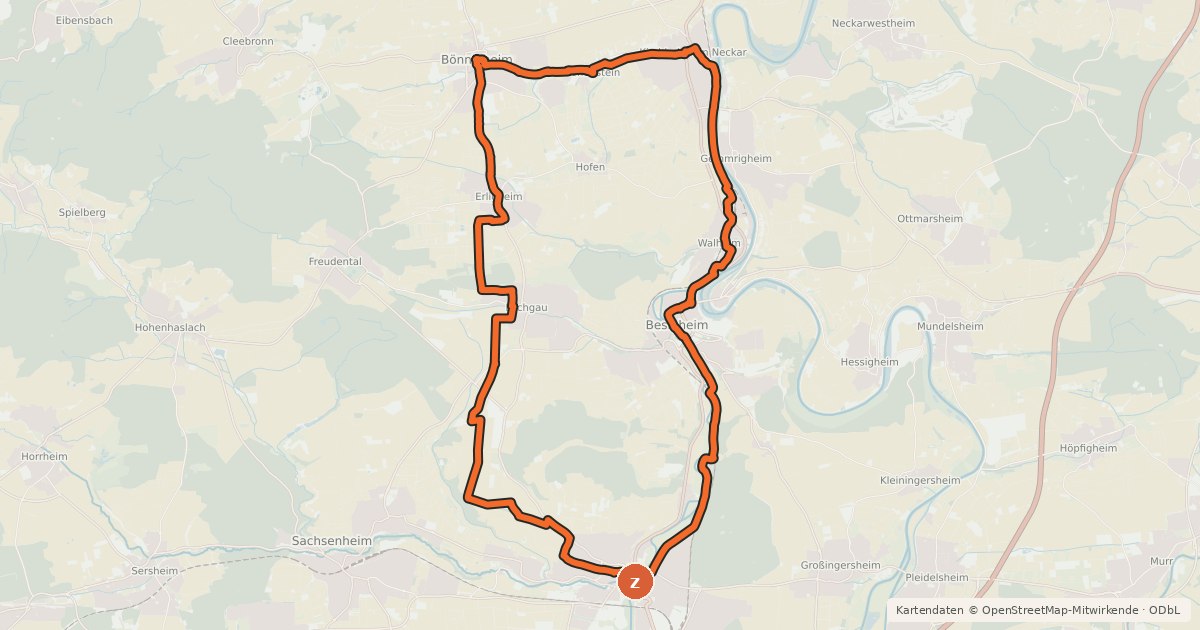 Kartenübersicht der Radroute 3B-Land-Tour - 3B4 -