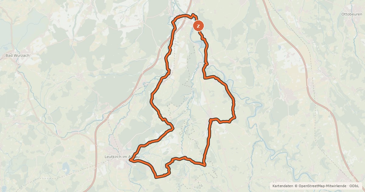 Kartenübersicht der Radroute 4 - Illerblick RadReiseRegion