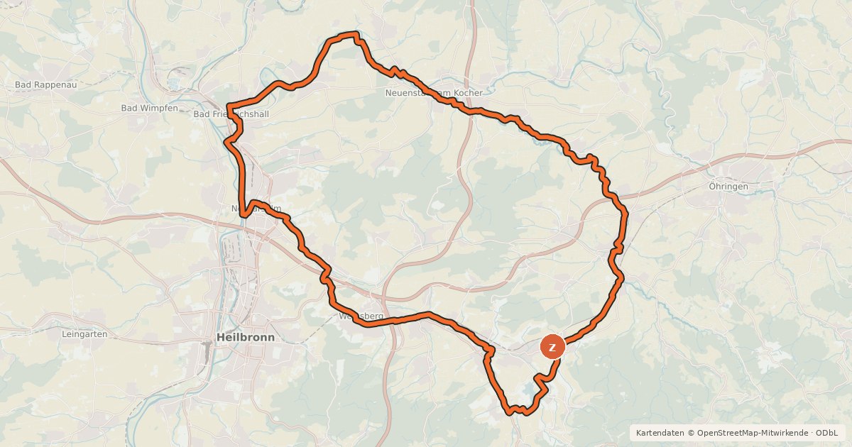 Kartenübersicht der Radroute 4-Täler-Radtour