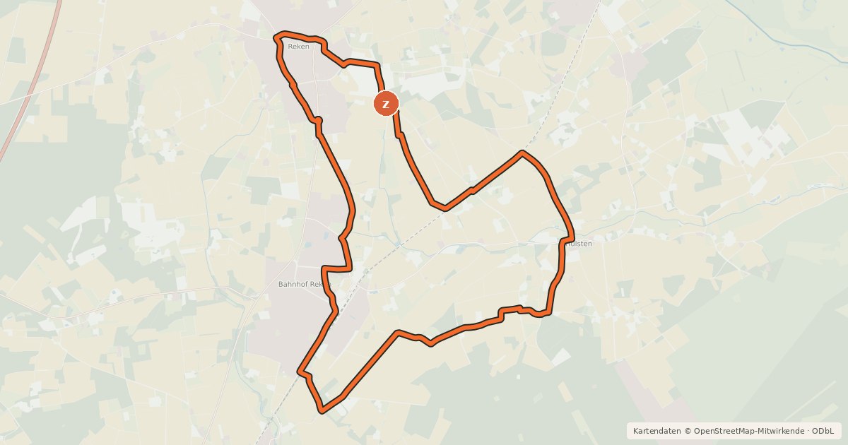 Kartenübersicht der Radroute 5 Herzen gelb (Reken)