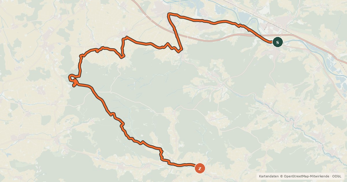 Kartenübersicht der Radroute 5-Sterne-Radweg