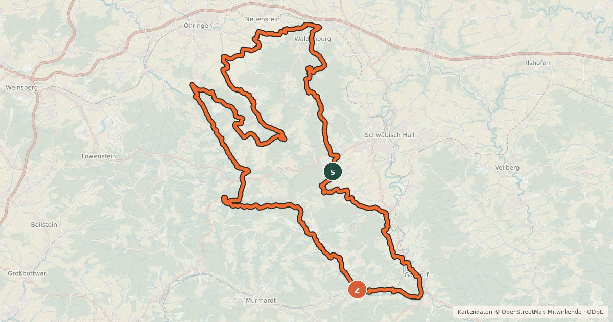 Kartenübersicht der Radroute 5-Täler-Radtour