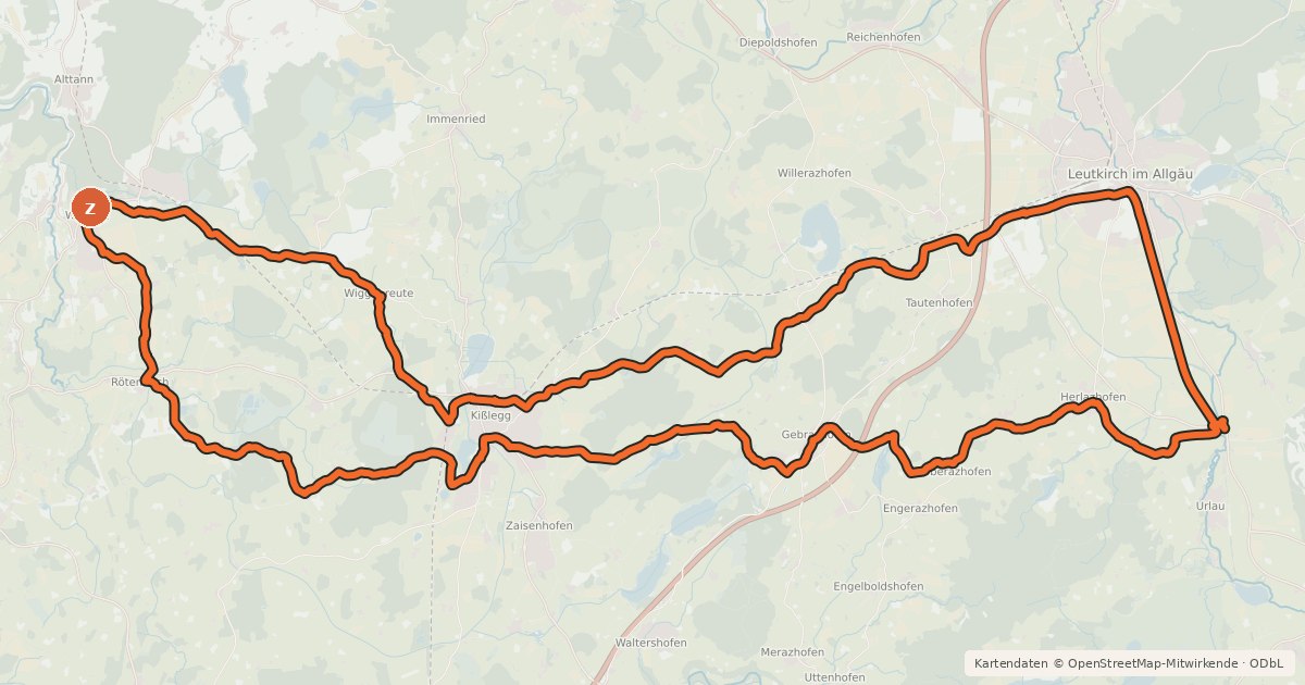 Kartenübersicht der Radroute 6 - Bauernland RadReiseRegion