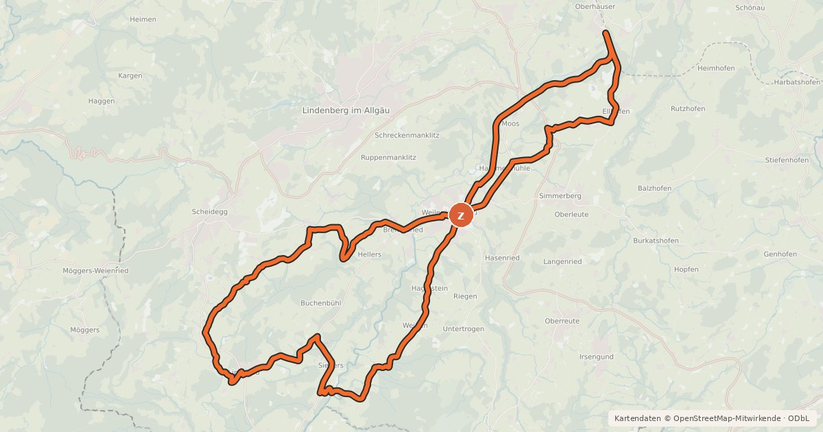 Kartenübersicht der Radroute 6 - Rothachtal-Runde