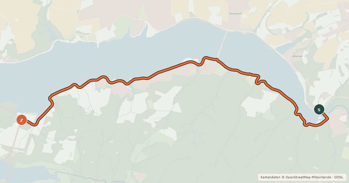 Kartenübersicht der Radroute (68) Möhnesee - (72) Möhnesee-Delecke