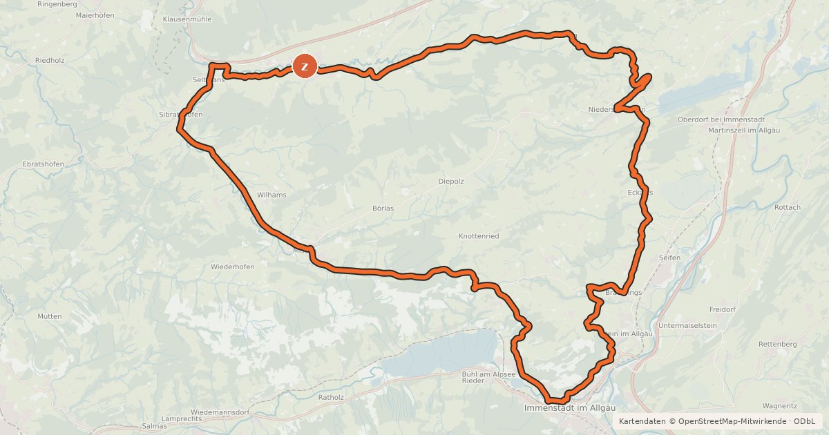 Kartenübersicht der Radroute 7 - Alpkönigs-Runde