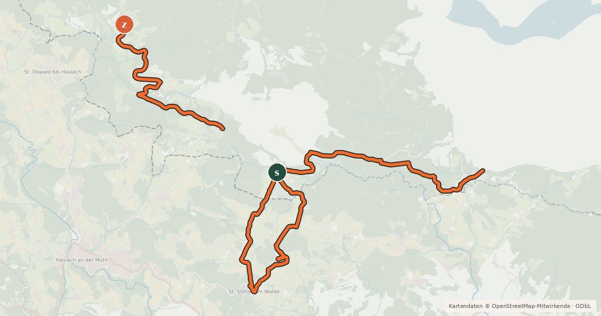 Kartenübersicht der Radroute 7 Böhmen Runde