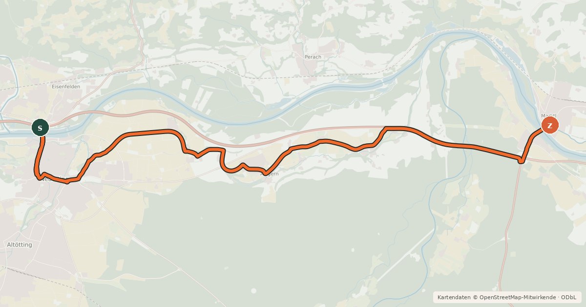 Kartenübersicht der Radroute 7-Kirchen-Radweg