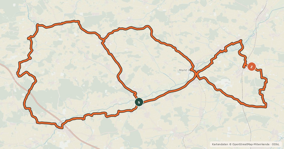 Kartenübersicht der Radroute 7-Klöster-Weg