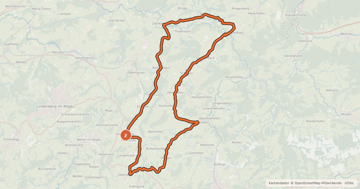 Kartenübersicht der Radroute 7 - Tobelbachl-Runde