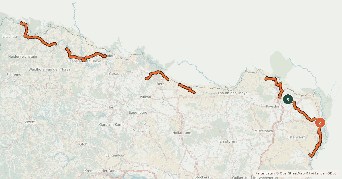 Kartenübersicht der Radroute 8 Grenzlandradweg