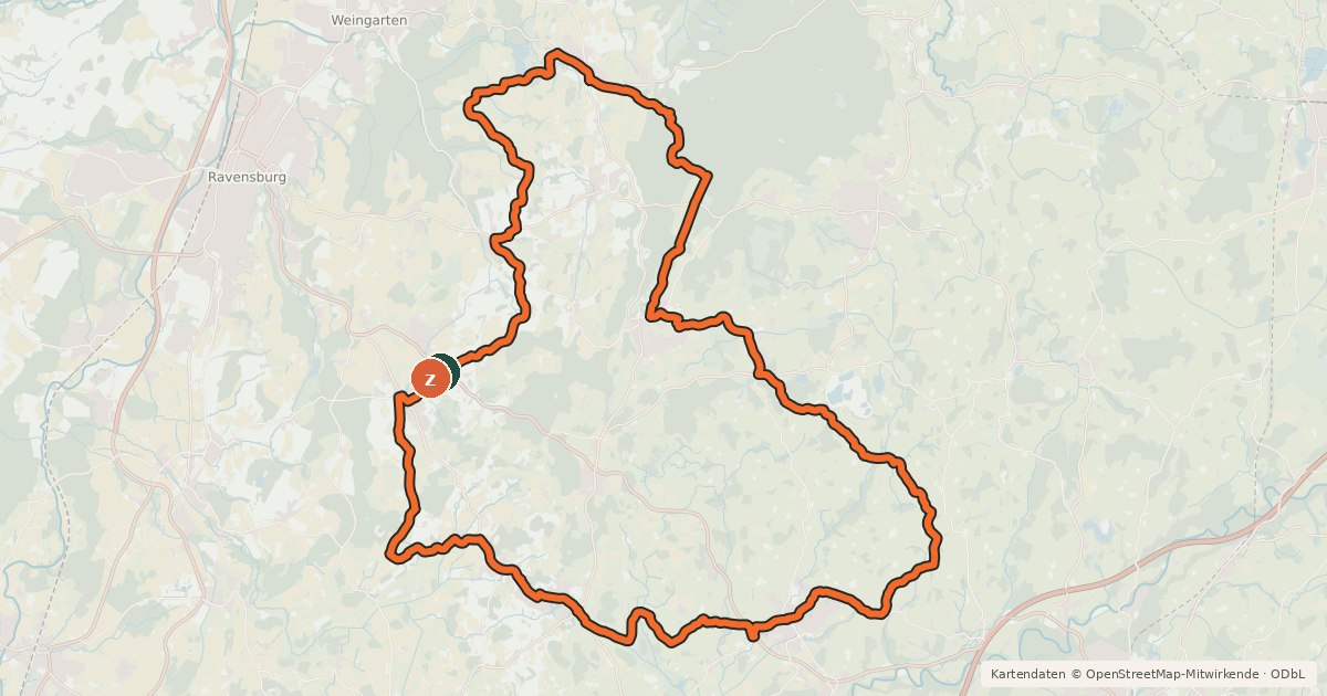 Kartenübersicht der Radroute 8 - Landschmecker RadReiseRegion