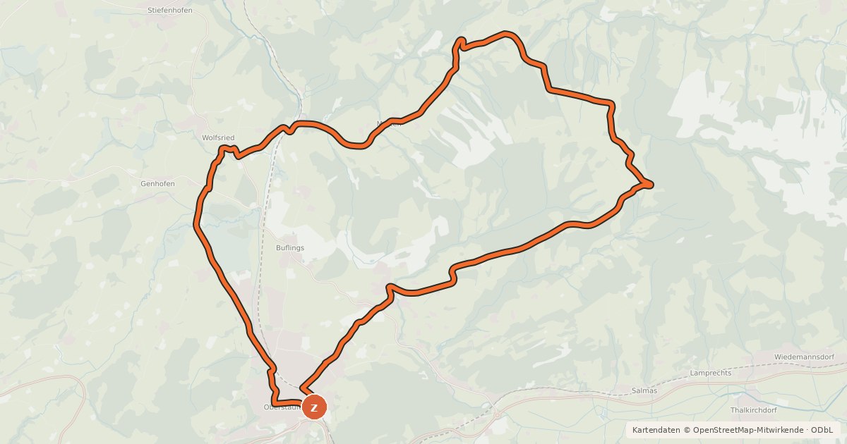 Kartenübersicht der Radroute 8 - Rund um die Kalzhofer Höhe