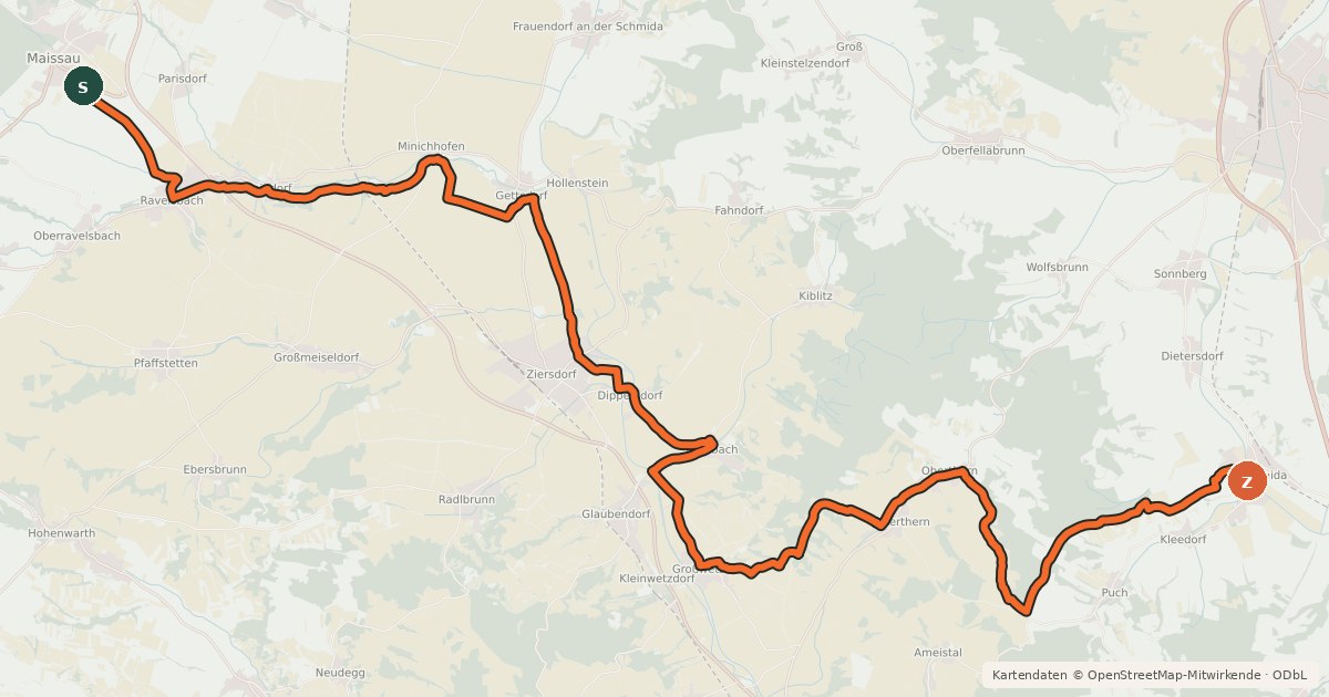 Kartenübersicht der Radroute 843 Verbindungsradweg