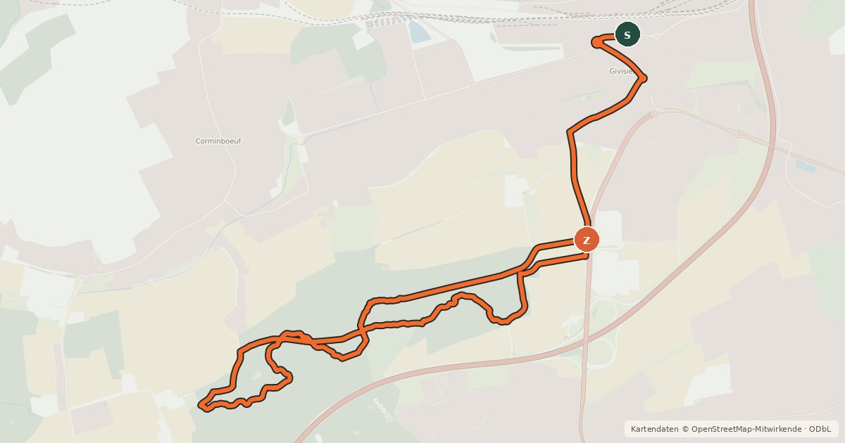 Kartenübersicht der Radroute 🚲A Bois de Moncor Bike
