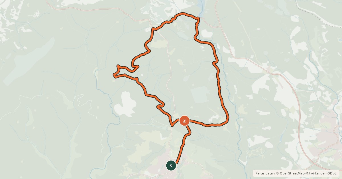 Kartenübersicht der Radroute A1 (Sonnenberg-Rundtour)