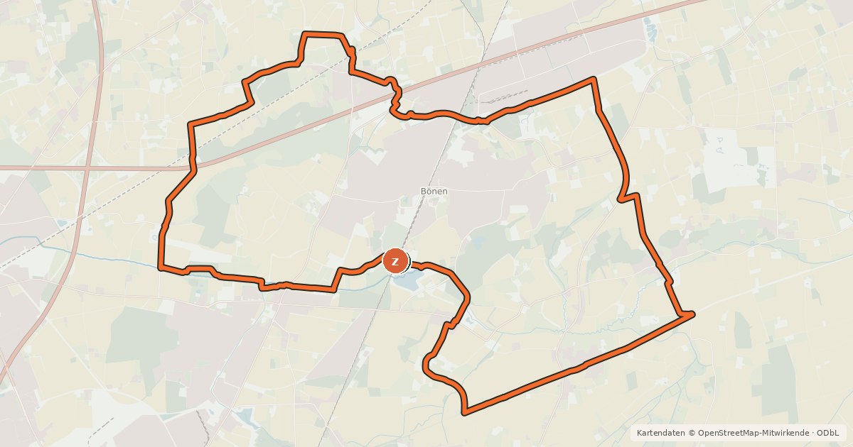 Kartenübersicht der Radroute A1 [Unna]