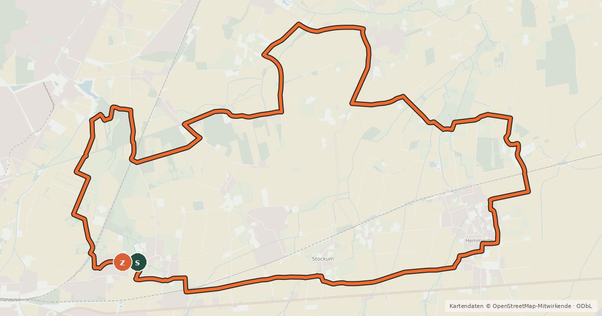 Kartenübersicht der Radroute A4 [Unna]