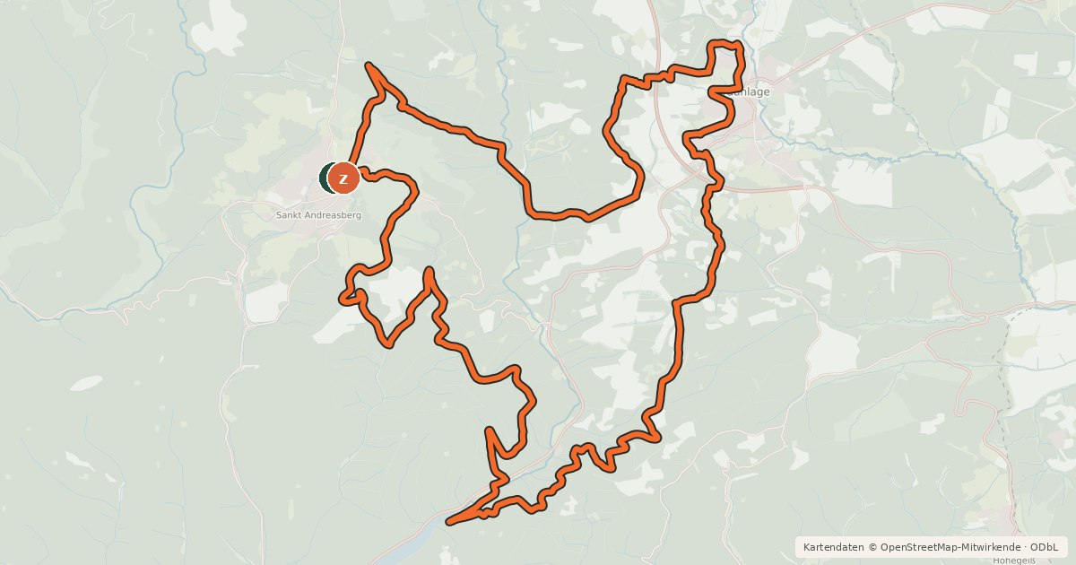 Kartenübersicht der Radroute A5 (Harte Odertal Runde)