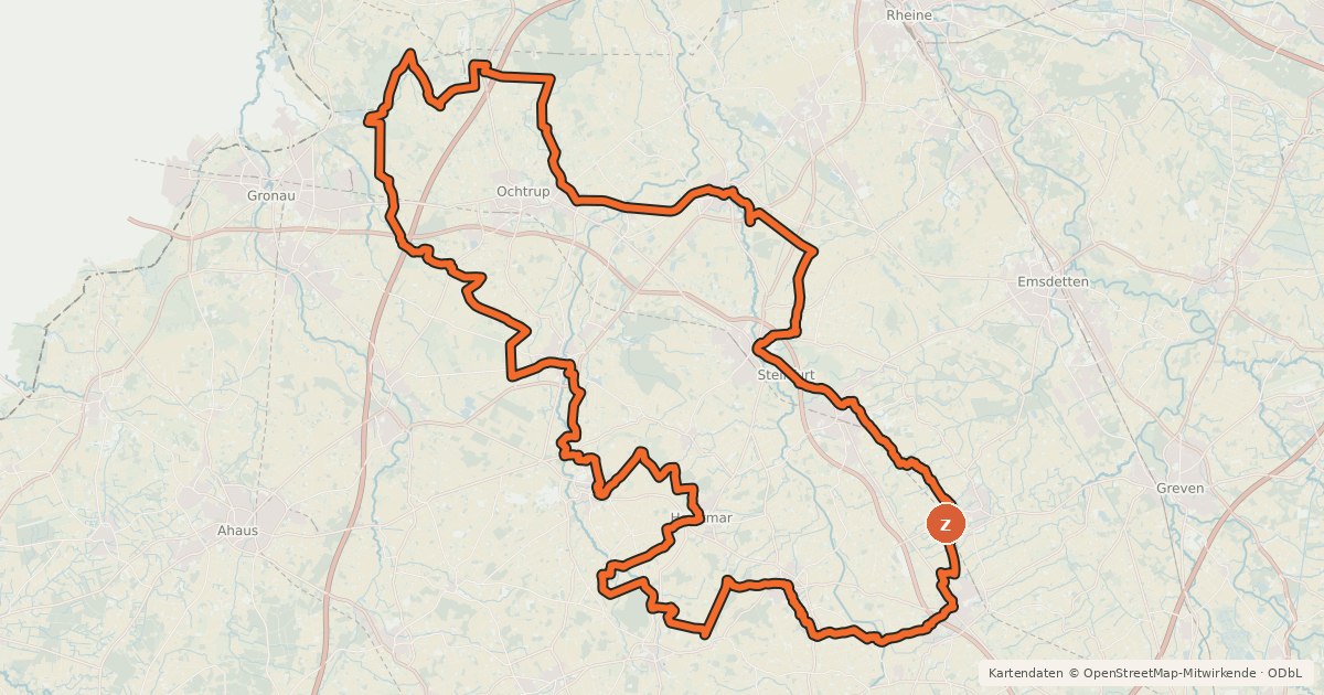 Kartenübersicht der Radroute Aa-Vechte-Route