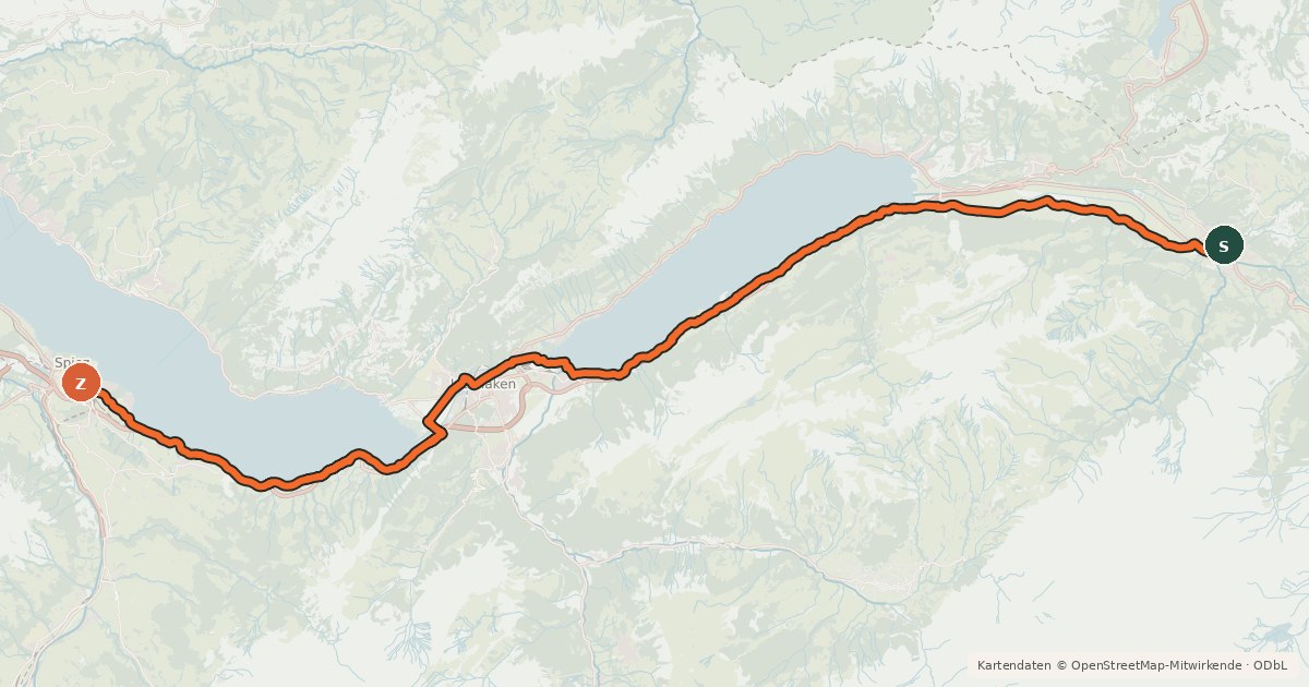 Kartenübersicht der Radroute Aare-Route