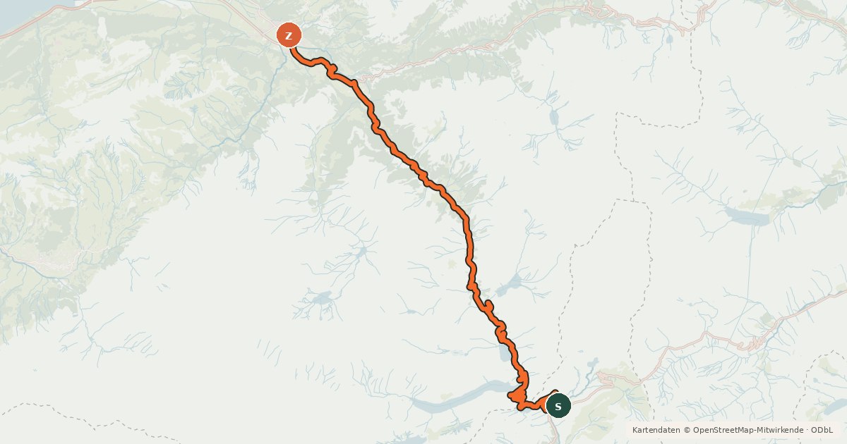 Kartenübersicht der Radroute Aare-Route