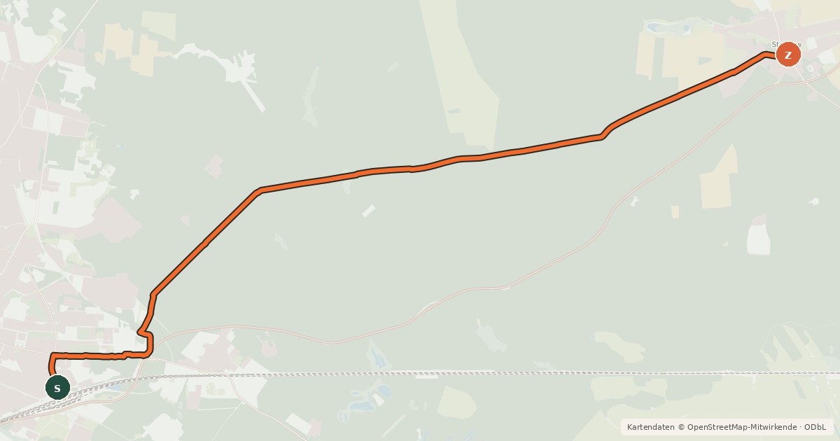 Kartenübersicht der Radroute Abstecher Rathenow-Stechow TMB