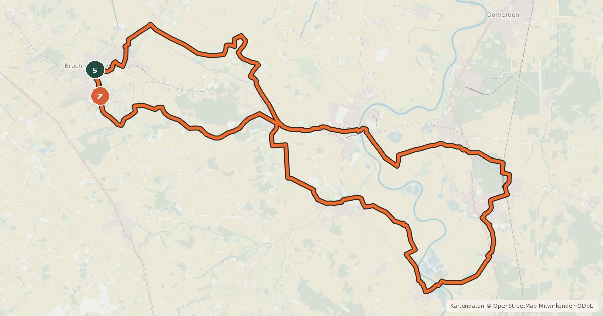 Kartenübersicht der Radroute Achtertour