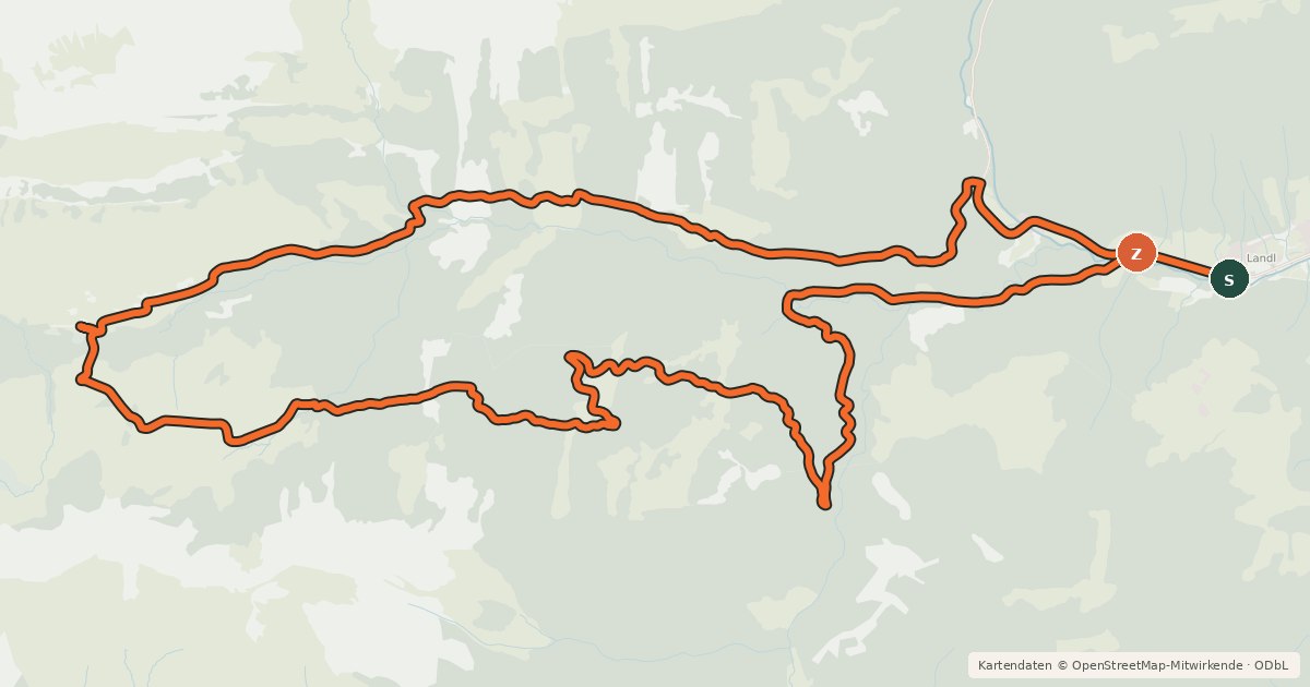 Kartenübersicht der Radroute Ackernalm-Rundtour