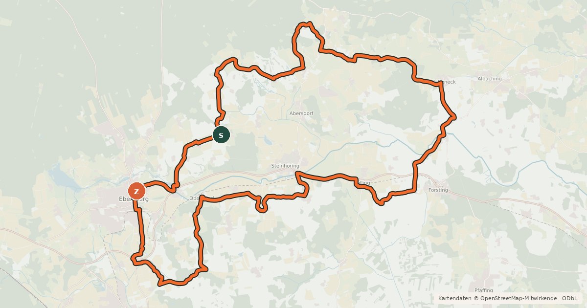Kartenübersicht der Radroute ADFC Ebersberg Tour 6