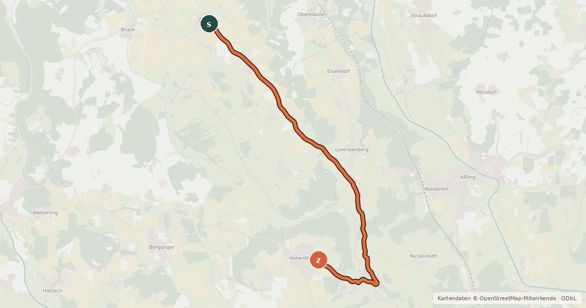 Kartenübersicht der Radroute ADFC Ebersberg Tour 9