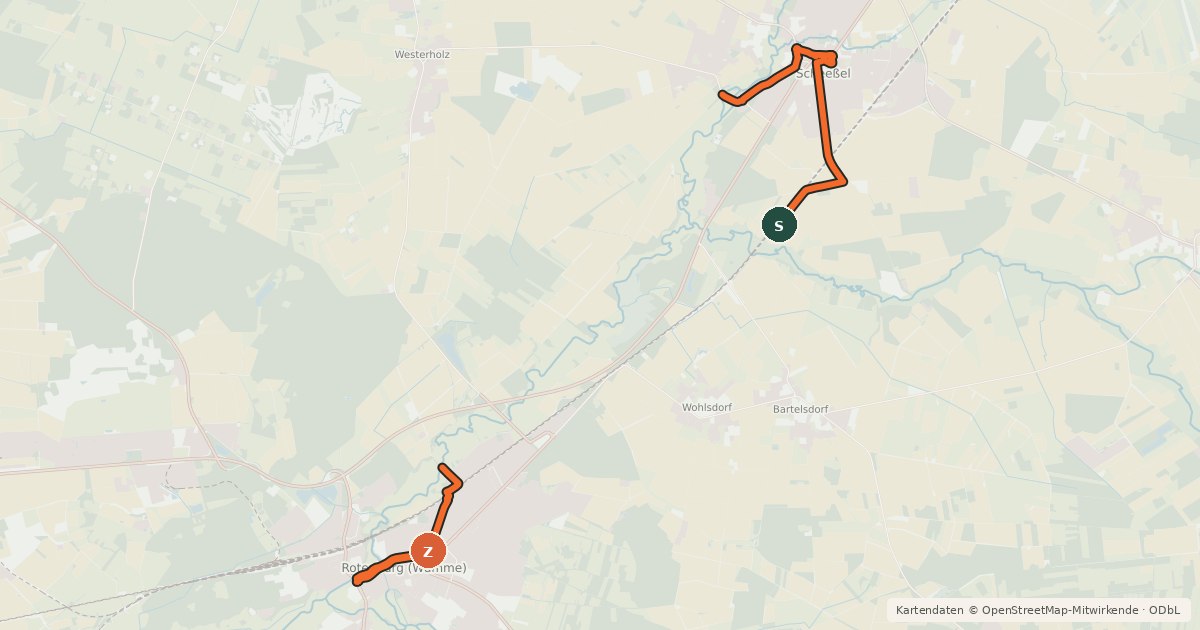 Kartenübersicht der Radroute Ähren-Route Radweg