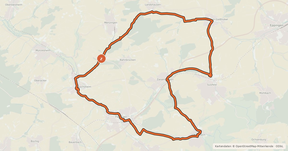 Kartenübersicht der Radroute Ähren-Tour