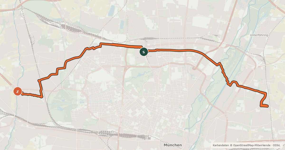Kartenübersicht der Radroute Äußerer Radlring Nord