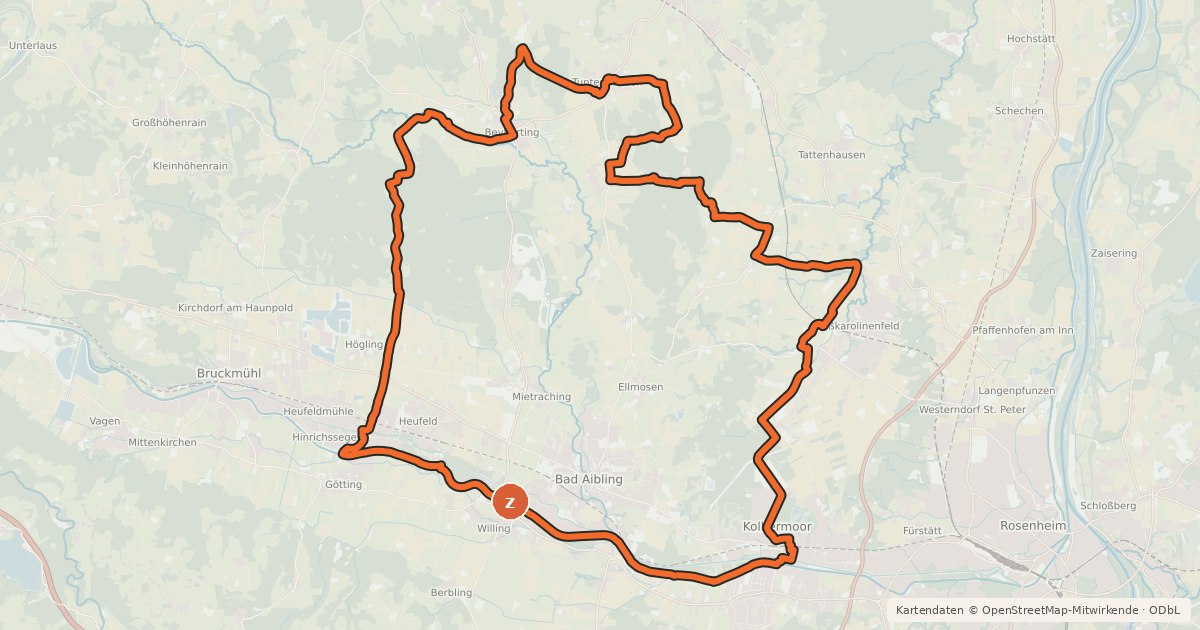 Kartenübersicht der Radroute Äußerer Ring