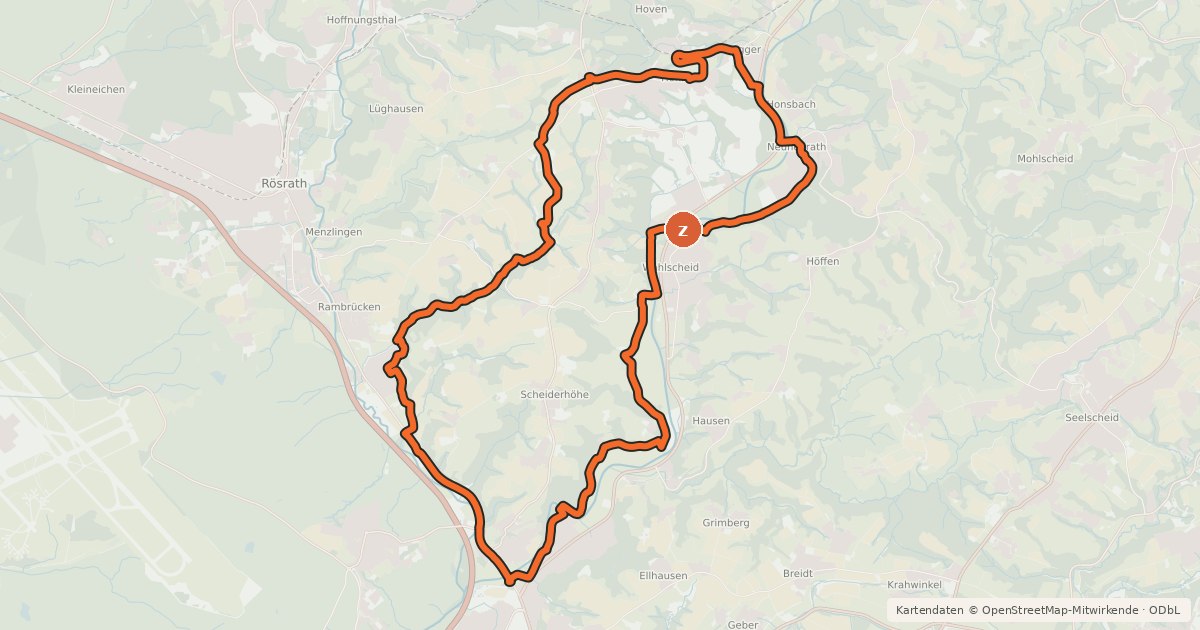 Kartenübersicht der Radroute Aggertal-Route