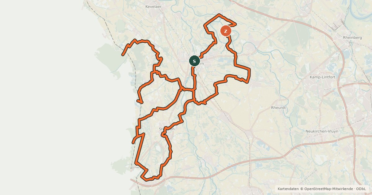 Kartenübersicht der Radroute Agro-Route