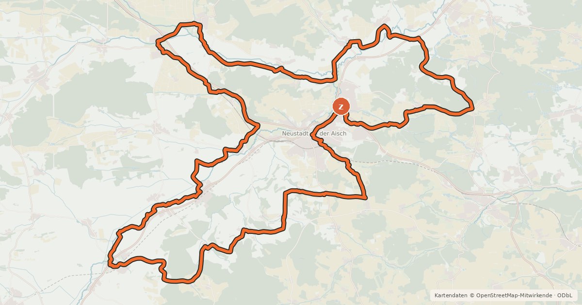 Kartenübersicht der Radroute Aischgründer GenussRadweg